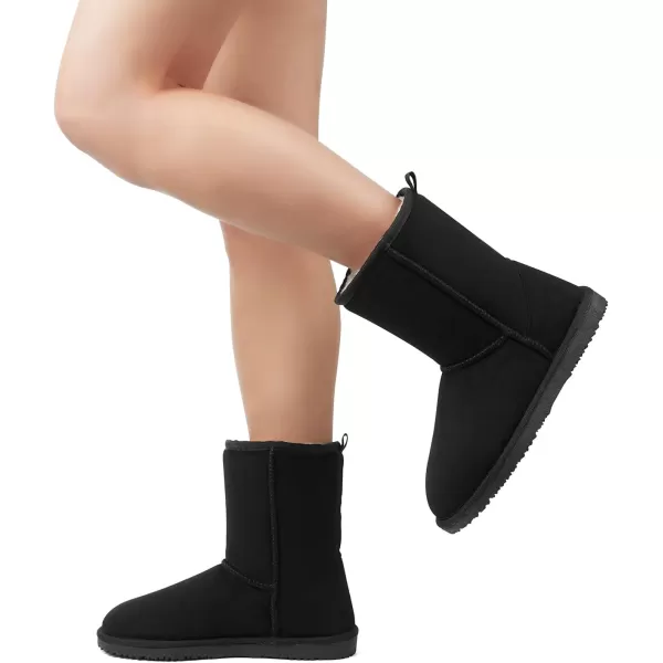 MUSSHOE Winter Mid-Calf Plush Fuzzy Boots for Women Snow Womens Ankle Furry Slip On Boots Suede Platform Boot Fall Fur Cozy Shoes