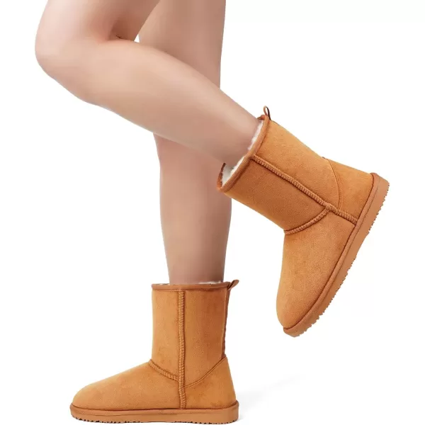 MUSSHOE Winter Mid-Calf Plush Fuzzy Boots for Women Snow Womens Ankle Furry Slip On Boots Suede Platform Boot Fall Fur Cozy Shoes