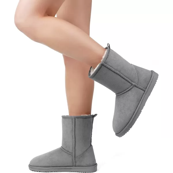 MUSSHOE Winter Mid-Calf Plush Fuzzy Boots for Women Snow Womens Ankle Furry Slip On Boots Suede Platform Boot Fall Fur Cozy Shoes
