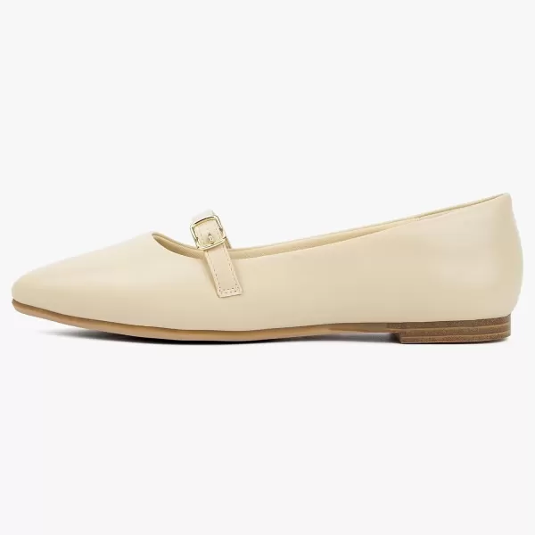 MUSSHOE Women Flats Comfortable Pointed Toe Flats Shoes with Strap PU Leather Slip on Shoes for Women