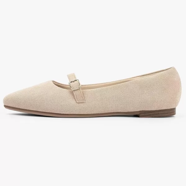 MUSSHOE Women Flats Comfortable Pointed Toe Flats Shoes with Strap PU Leather Slip on Shoes for Women