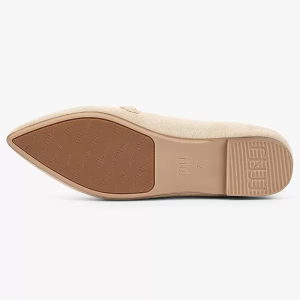 MUSSHOE Women Flats Comfortable Pointed Toe Flats Shoes with Strap PU Leather Slip on Shoes for Women