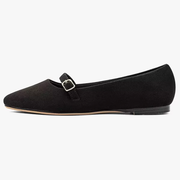 MUSSHOE Women Flats Comfortable Pointed Toe Flats Shoes with Strap PU Leather Slip on Shoes for Women