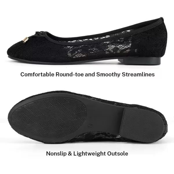 MUSSHOE Women Flats Comfortable Round Toe Lace Flats Shoes for Women