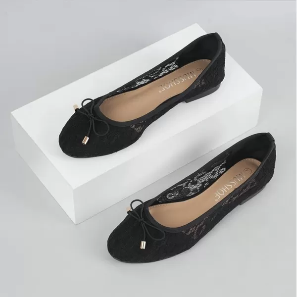 MUSSHOE Women Flats Comfortable Round Toe Lace Flats Shoes for Women