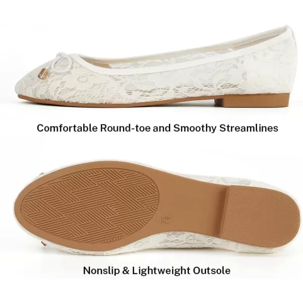 MUSSHOE Women Flats Comfortable Round Toe Lace Flats Shoes for Women