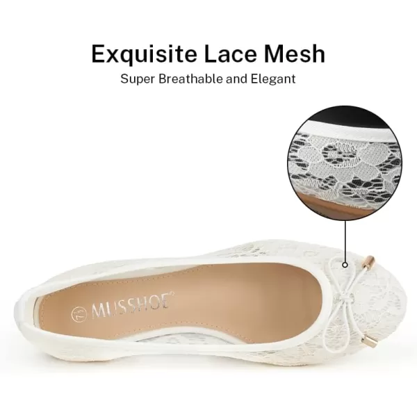 MUSSHOE Women Flats Comfortable Round Toe Lace Flats Shoes for Women