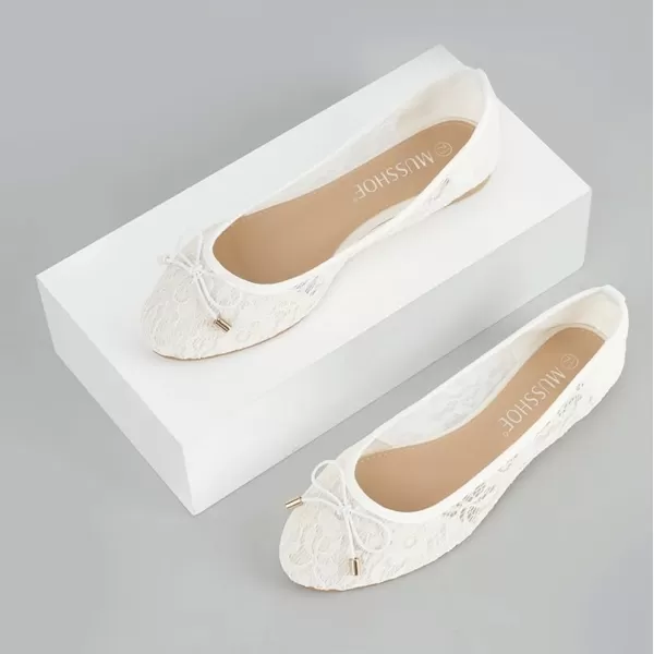 MUSSHOE Women Flats Comfortable Round Toe Lace Flats Shoes for Women