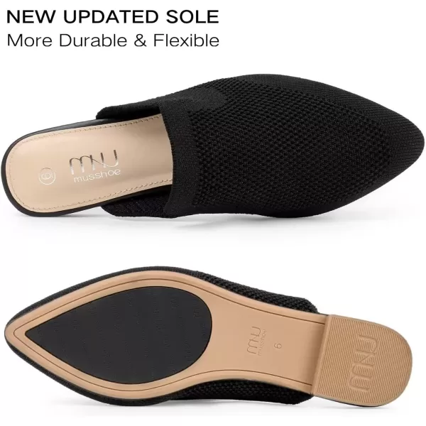 MUSSHOE Women Mules Comfortable Pointed Toe Knit Mules for Women Flats