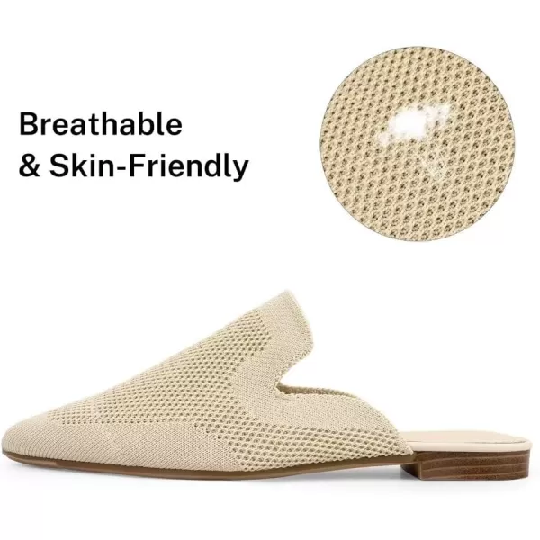 MUSSHOE Women Mules Comfortable Pointed Toe Knit Mules for Women Flats