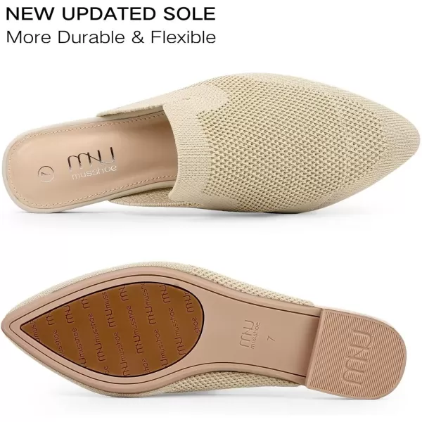 MUSSHOE Women Mules Comfortable Pointed Toe Knit Mules for Women Flats
