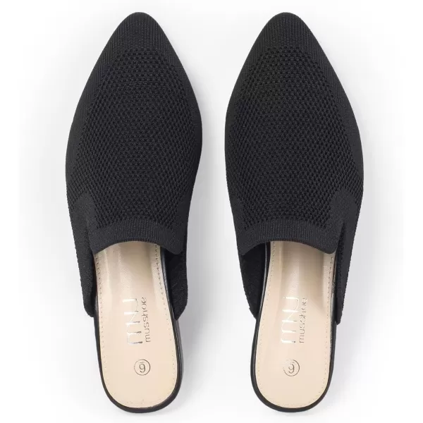 MUSSHOE Women Mules Comfortable Pointed Toe Knit Mules for Women Flats