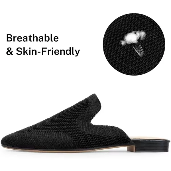 MUSSHOE Women Mules Comfortable Pointed Toe Knit Mules for Women Flats