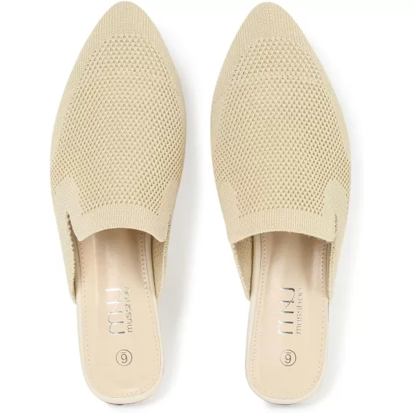 MUSSHOE Women Mules Comfortable Pointed Toe Knit Mules for Women Flats