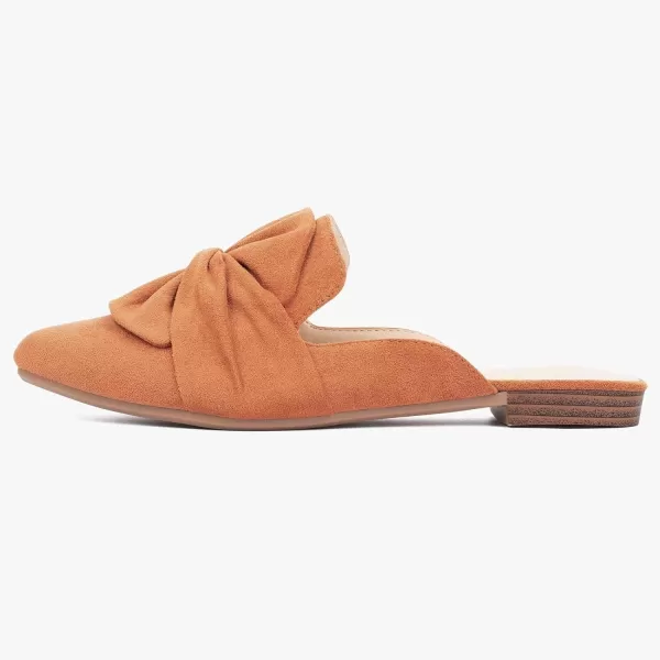 MUSSHOE Women Mules Comfortable Pointed Toe Mules Flats Backless Loafers with Knot