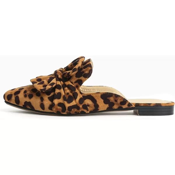 MUSSHOE Women Mules Comfortable Pointed Toe Mules Flats Backless Loafers with Knot