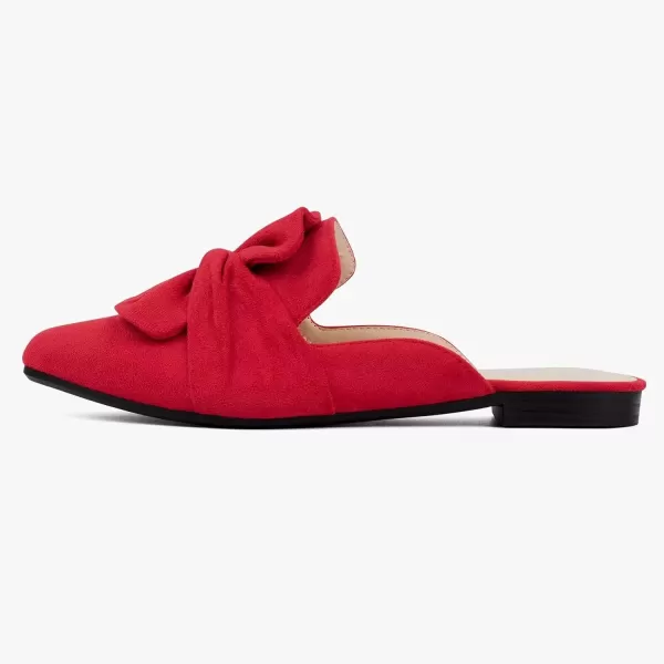 MUSSHOE Women Mules Comfortable Pointed Toe Mules Flats Backless Loafers with Knot