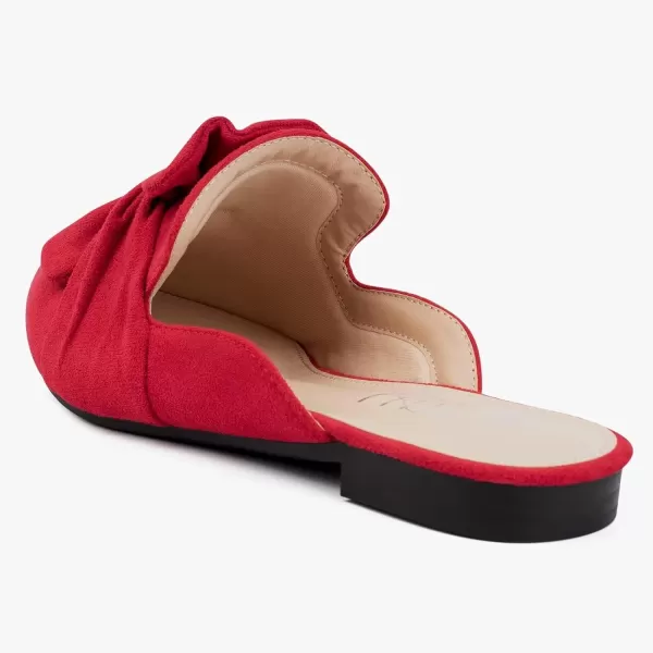 MUSSHOE Women Mules Comfortable Pointed Toe Mules Flats Backless Loafers with Knot