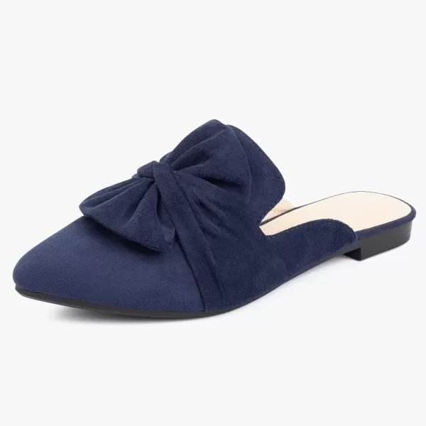 MUSSHOE Women Mules Comfortable Pointed Toe Mules Flats Backless Loafers with Knot