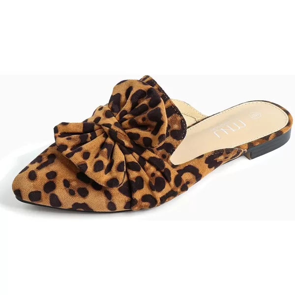 MUSSHOE Women Mules Comfortable Pointed Toe Mules Flats Backless Loafers with Knot