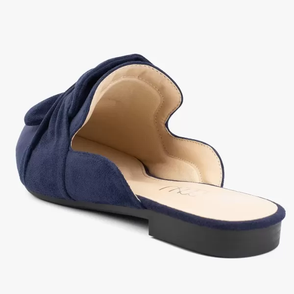 MUSSHOE Women Mules Comfortable Pointed Toe Mules Flats Backless Loafers with Knot