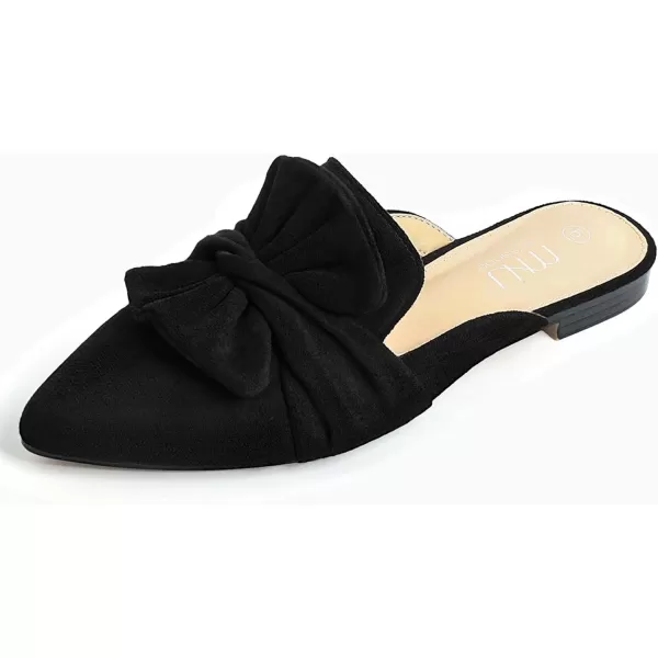 MUSSHOE Women Mules Comfortable Pointed Toe Mules Flats Backless Loafers with Knot