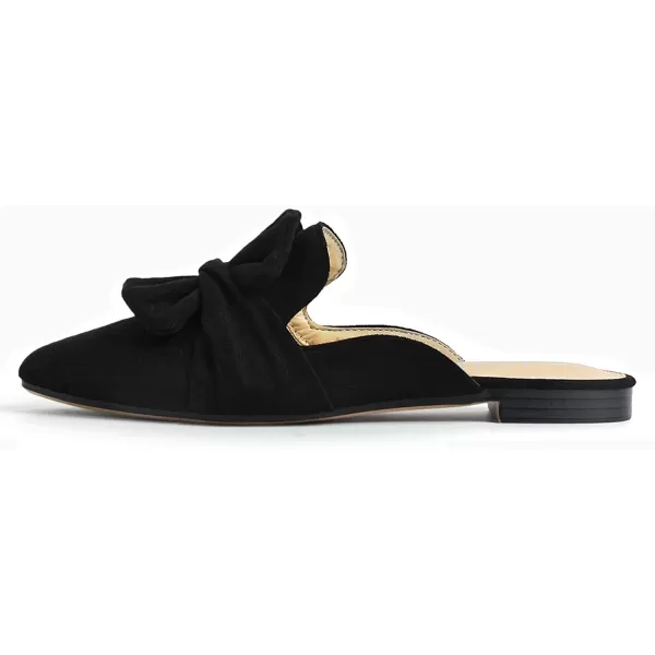 MUSSHOE Women Mules Comfortable Pointed Toe Mules Flats Backless Loafers with Knot