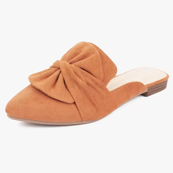 MUSSHOE Women Mules Comfortable Pointed Toe Mules Flats Backless Loafers with Knot