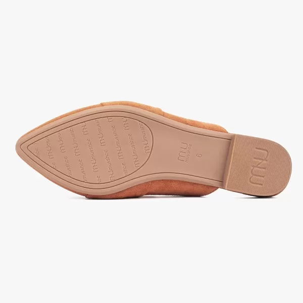MUSSHOE Women Mules Comfortable Pointed Toe Mules Flats Backless Loafers with Knot