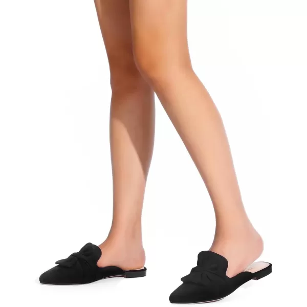 MUSSHOE Women Mules Comfortable Pointed Toe Mules Flats Backless Loafers with Knot