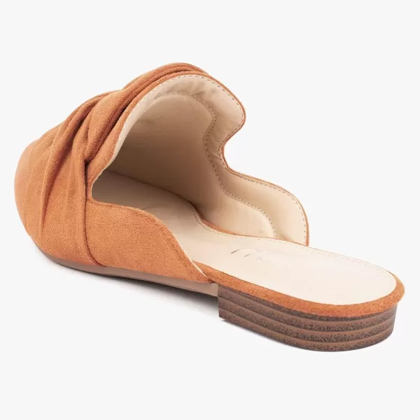 MUSSHOE Women Mules Comfortable Pointed Toe Mules Flats Backless Loafers with Knot