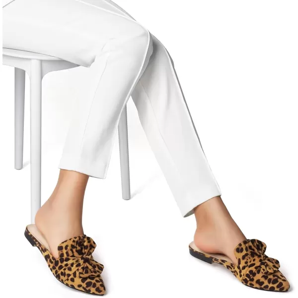 MUSSHOE Women Mules Comfortable Pointed Toe Mules Flats Backless Loafers with Knot