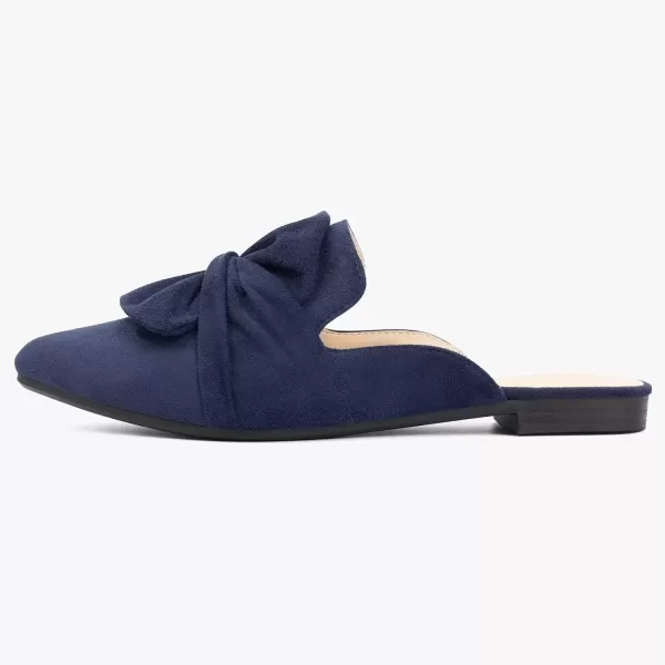 MUSSHOE Women Mules Comfortable Pointed Toe Mules Flats Backless Loafers with Knot