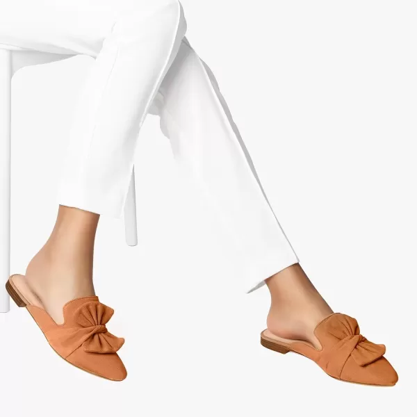MUSSHOE Women Mules Comfortable Pointed Toe Mules Flats Backless Loafers with Knot