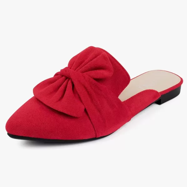 MUSSHOE Women Mules Comfortable Pointed Toe Mules Flats Backless Loafers with Knot