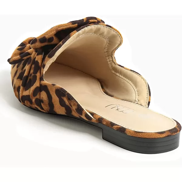 MUSSHOE Women Mules Comfortable Pointed Toe Mules Flats Backless Loafers with Knot