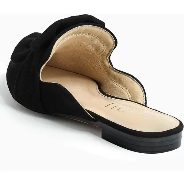 MUSSHOE Women Mules Comfortable Pointed Toe Mules Flats Backless Loafers with Knot