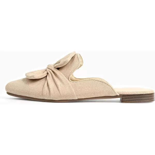 MUSSHOE Women Mules Comfortable Pointed Toe Mules Flats Backless Loafers with Knot