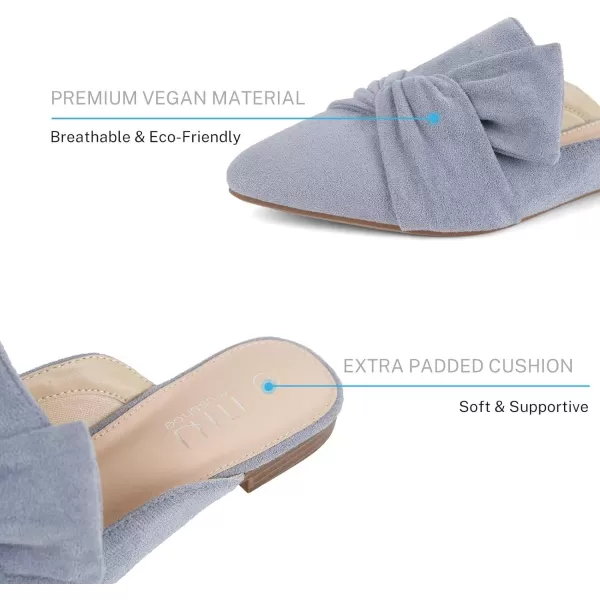 MUSSHOE Women Mules Slip On Comfortable Pointed Toe Mules for Women Flats with Knot