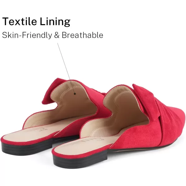 MUSSHOE Women Mules Slip On Comfortable Pointed Toe Mules for Women Flats with Knot