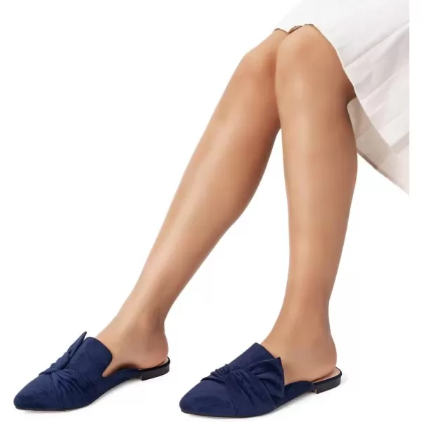 MUSSHOE Women Mules Slip On Comfortable Pointed Toe Mules for Women Flats with Knot