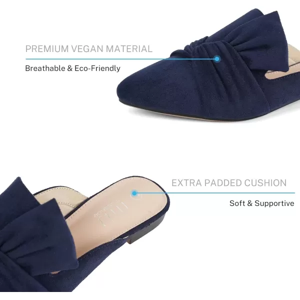 MUSSHOE Women Mules Slip On Comfortable Pointed Toe Mules for Women Flats with Knot