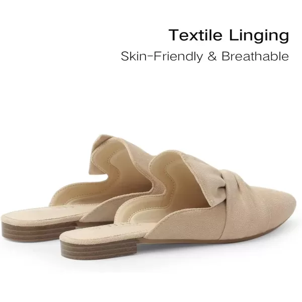 MUSSHOE Women Mules Slip On Comfortable Pointed Toe Mules for Women Flats with Knot