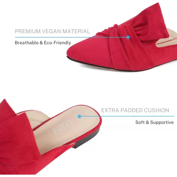 MUSSHOE Women Mules Slip On Comfortable Pointed Toe Mules for Women Flats with Knot