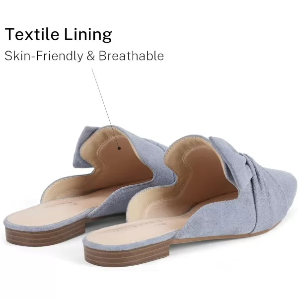MUSSHOE Women Mules Slip On Comfortable Pointed Toe Mules for Women Flats with Knot