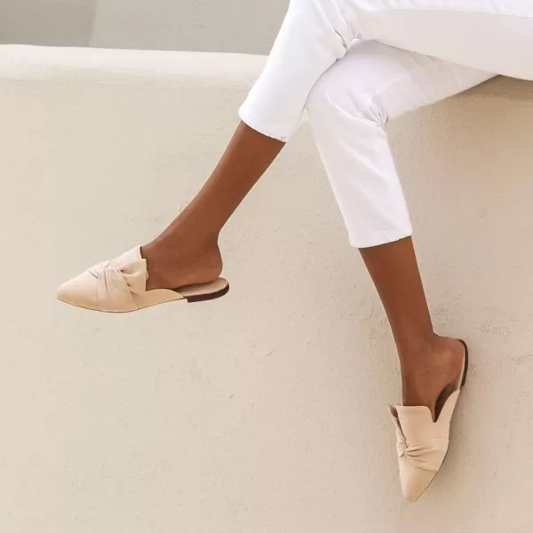 MUSSHOE Women Mules Slip On Comfortable Pointed Toe Mules for Women Flats with Knot