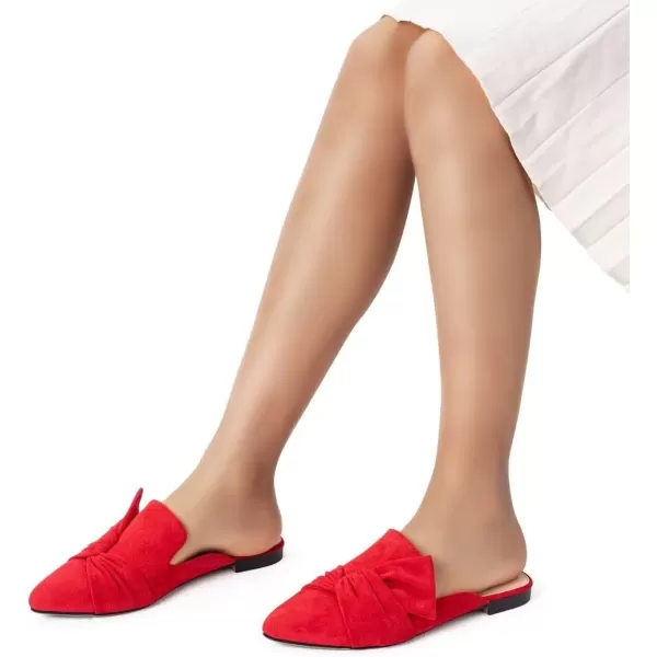 MUSSHOE Women Mules Slip On Comfortable Pointed Toe Mules for Women Flats with Knot