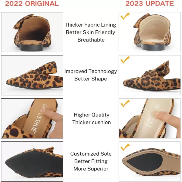 MUSSHOE Women Mules Slip On Comfortable Pointed Toe Mules for Women Flats with Knot