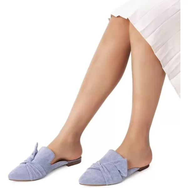 MUSSHOE Women Mules Slip On Comfortable Pointed Toe Mules for Women Flats with Knot