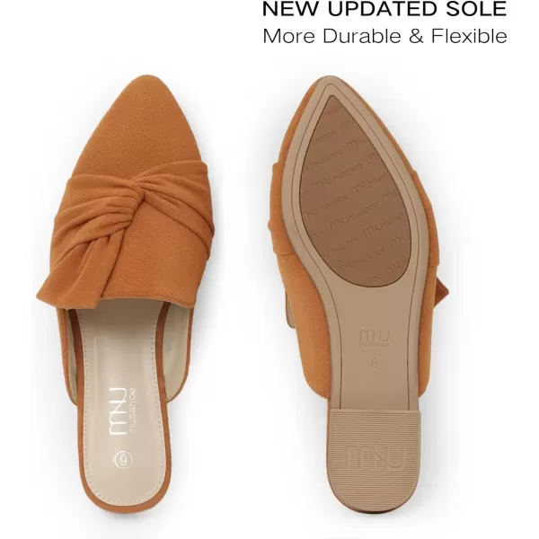 MUSSHOE Women Mules Slip On Comfortable Pointed Toe Mules for Women Flats with Knot
